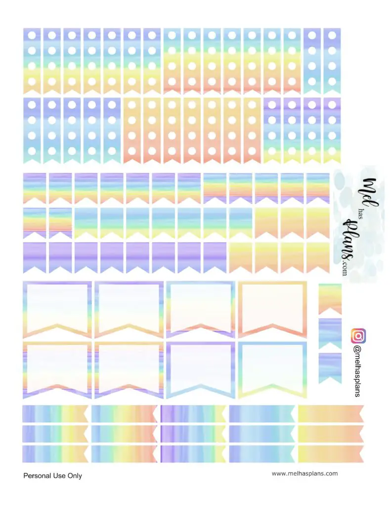 Free Printable Rainbow Planner Stickers