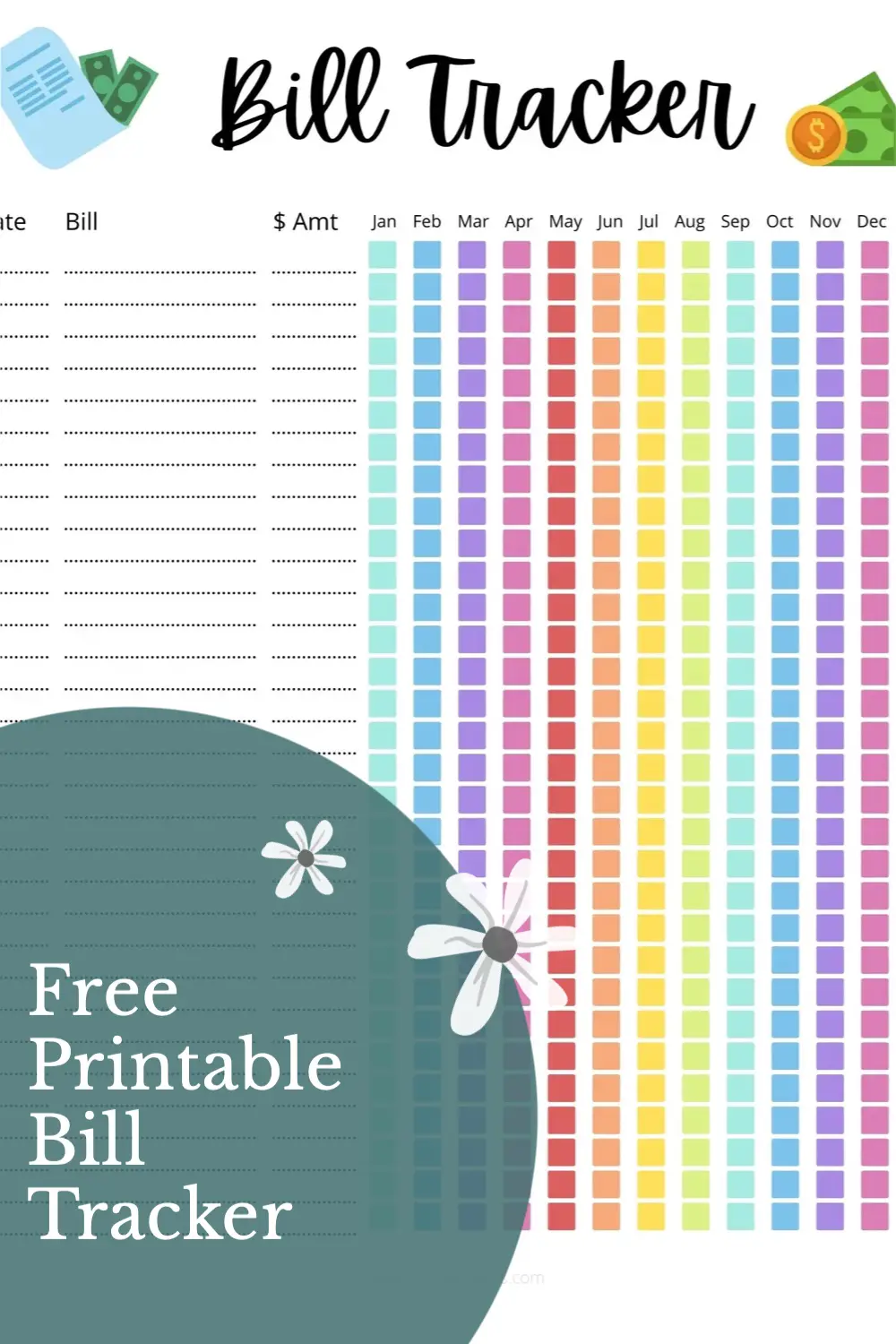Free Printable Bill Tracker Download MelHasPlans