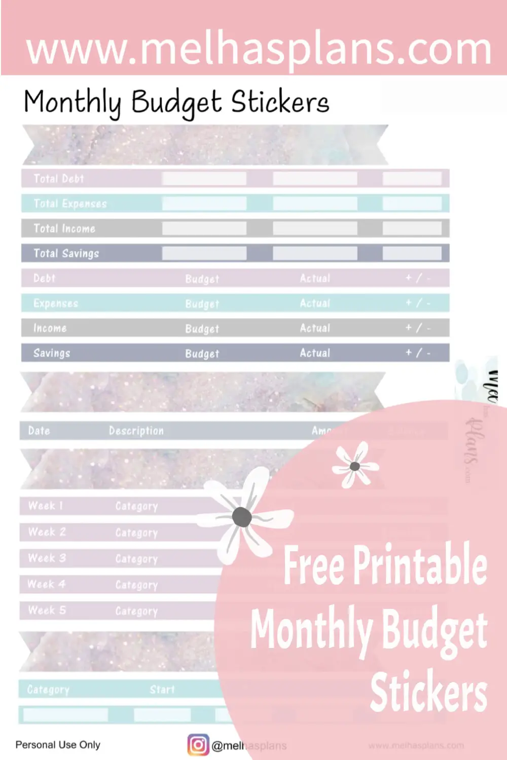 Monthly Budget Stickers