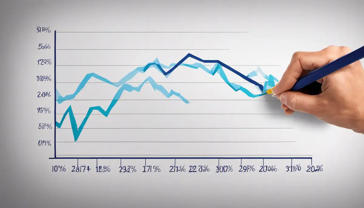 Image of a hand drawing a graph on a whiteboard, representing the concept of budget planning and performance enhancement.